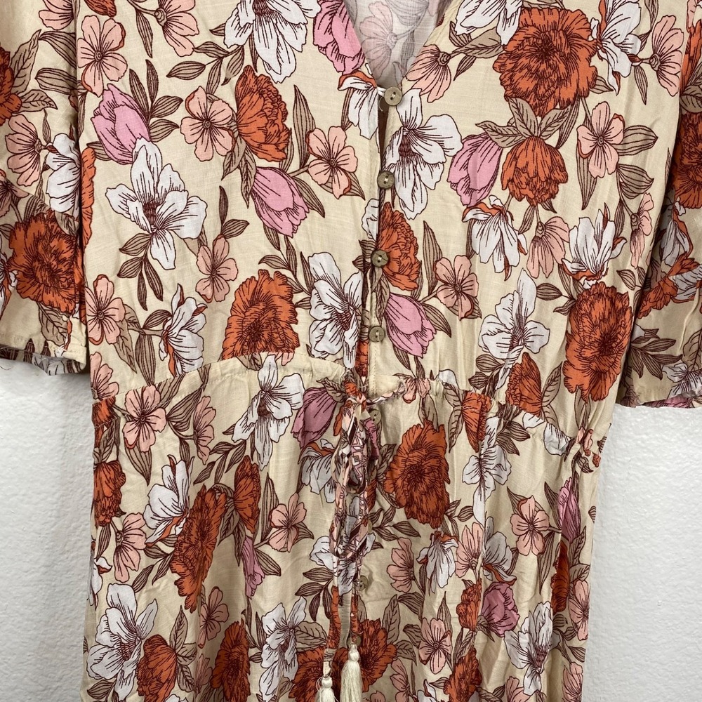 Petal & Pup Fraser Floral Maxi Dress Cream Orange Pink Women's Size 10 Boho - Picture 9 of 15